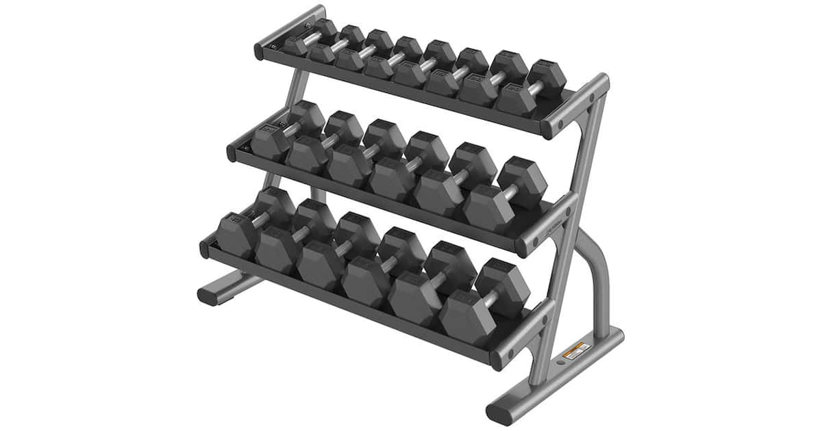 Optima Series Three Tier Hex Dumbbell Rack Life Fitness